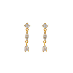 Crystal Mixed Stone Drop Earrings - Crystal