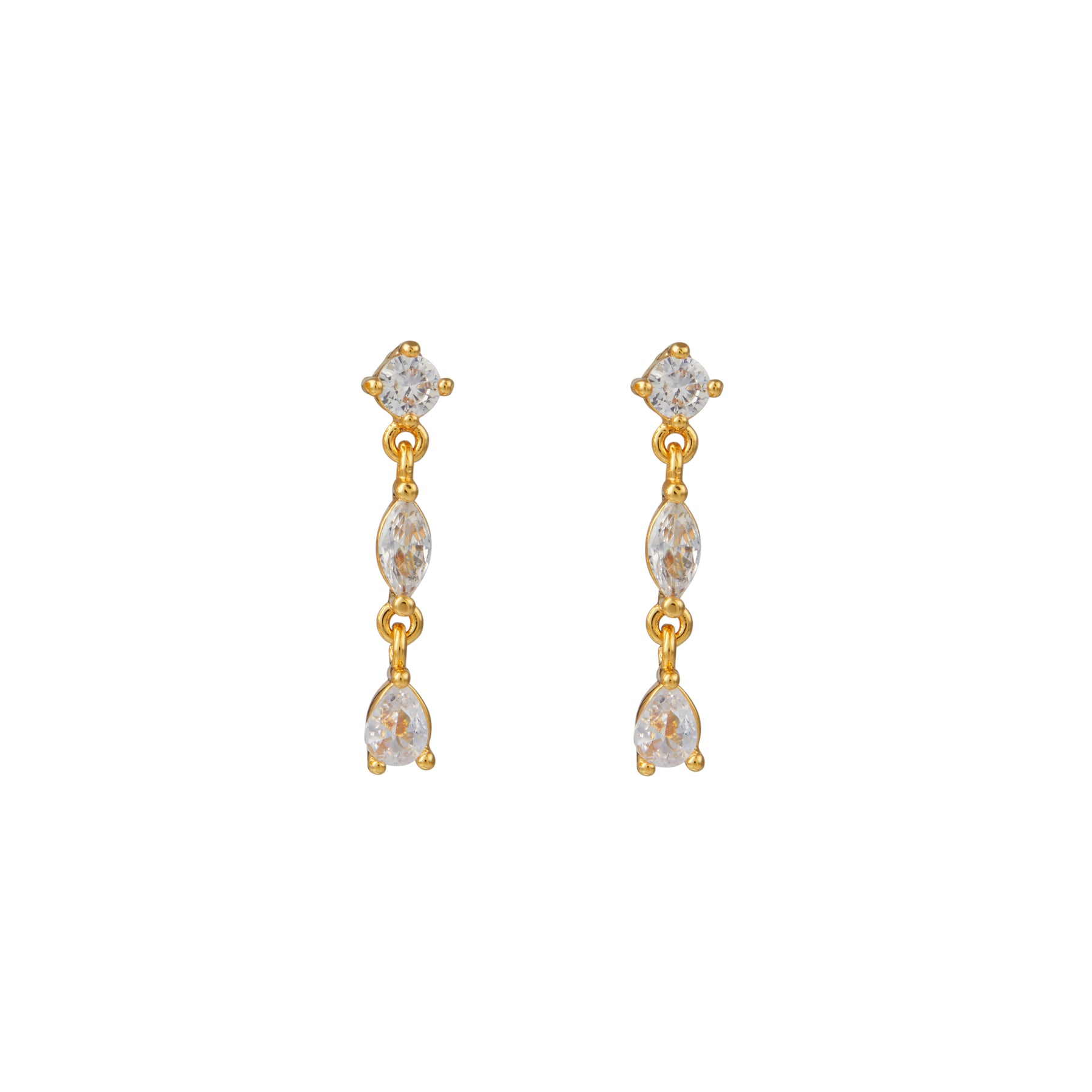Crystal Mixed Stone Drop Earrings - Crystal