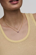 Crystal Butterfly Ditsy Necklace  - Lilac