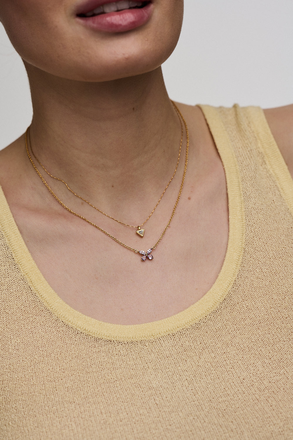 Crystal Butterfly Ditsy Necklace  - Lilac