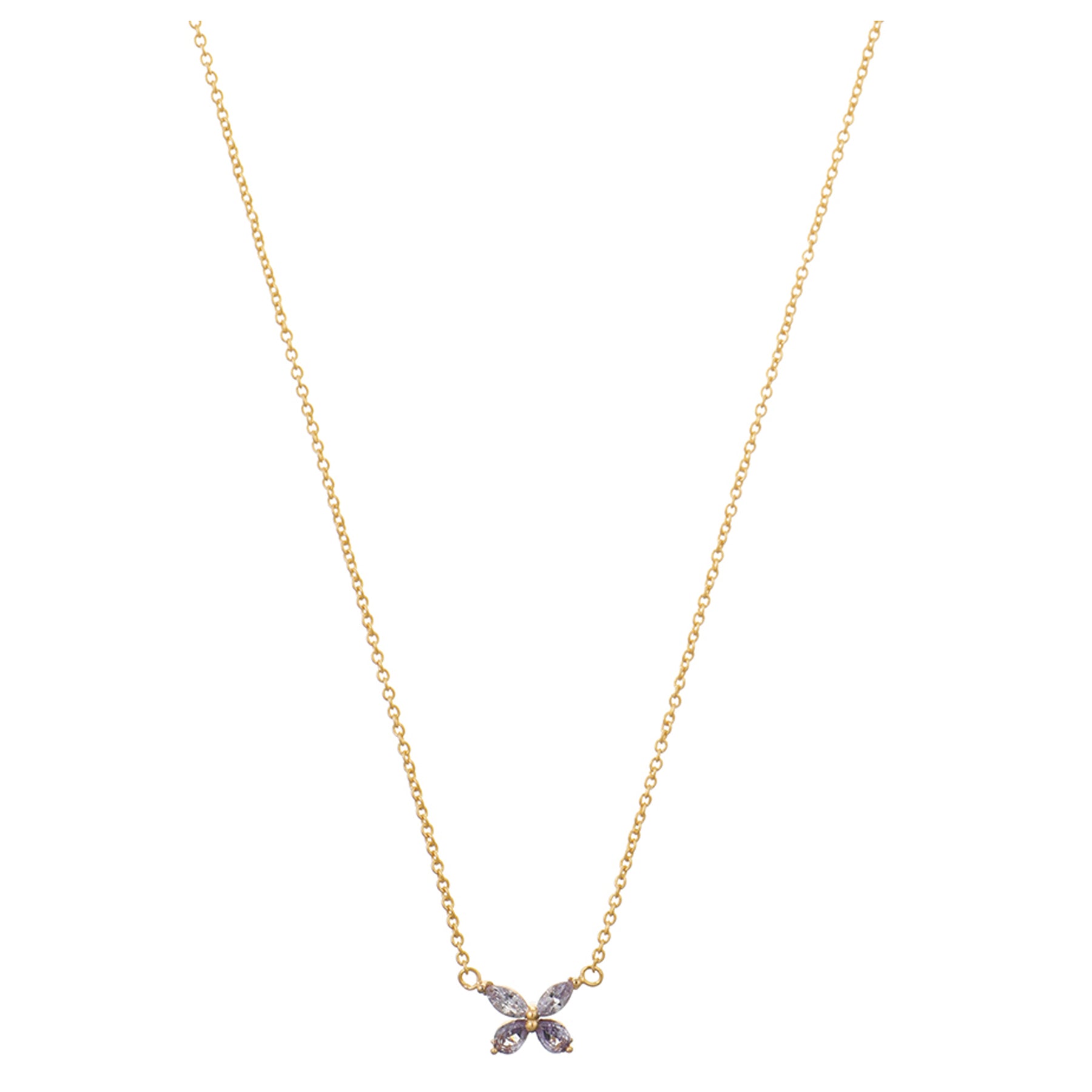 Crystal Butterfly Ditsy Necklace  - Lilac