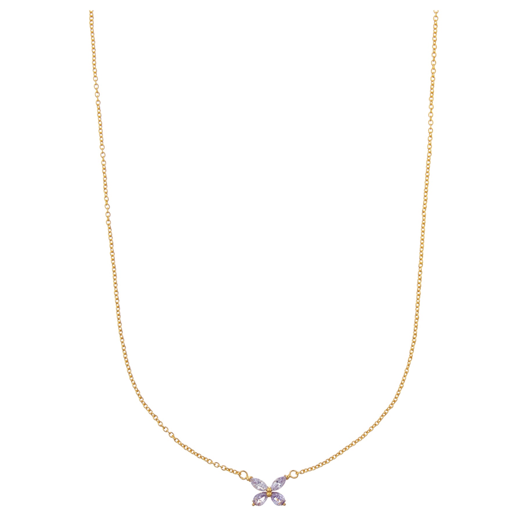 Crystal Butterfly Ditsy Necklace  - Lilac