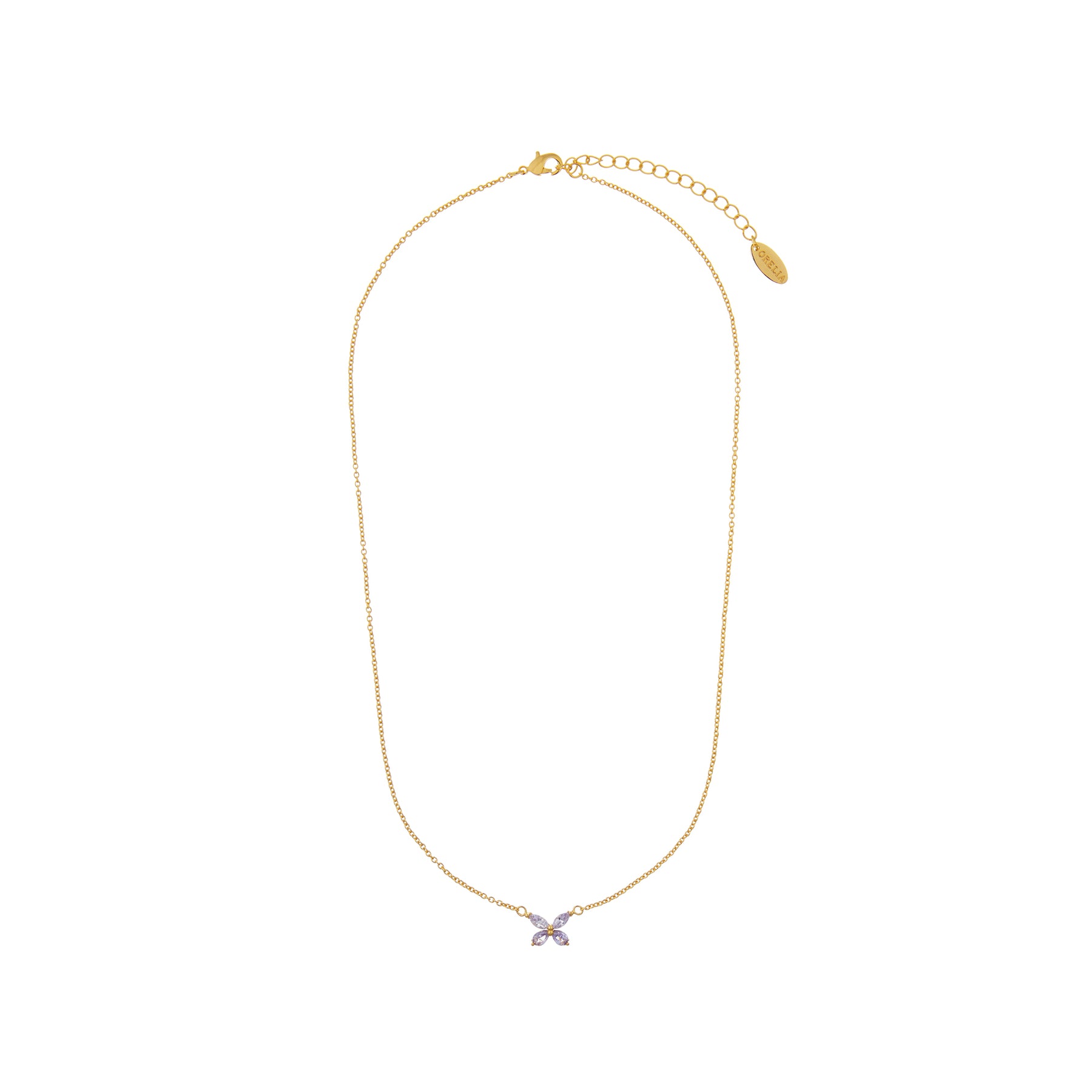 Crystal Butterfly Ditsy Necklace  - Lilac