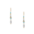 Statement Turquoise Chip & Pearl Drop Hoop - Turquoise