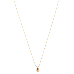 Hamsa Hand Ditsy Charm Necklace - Emerald