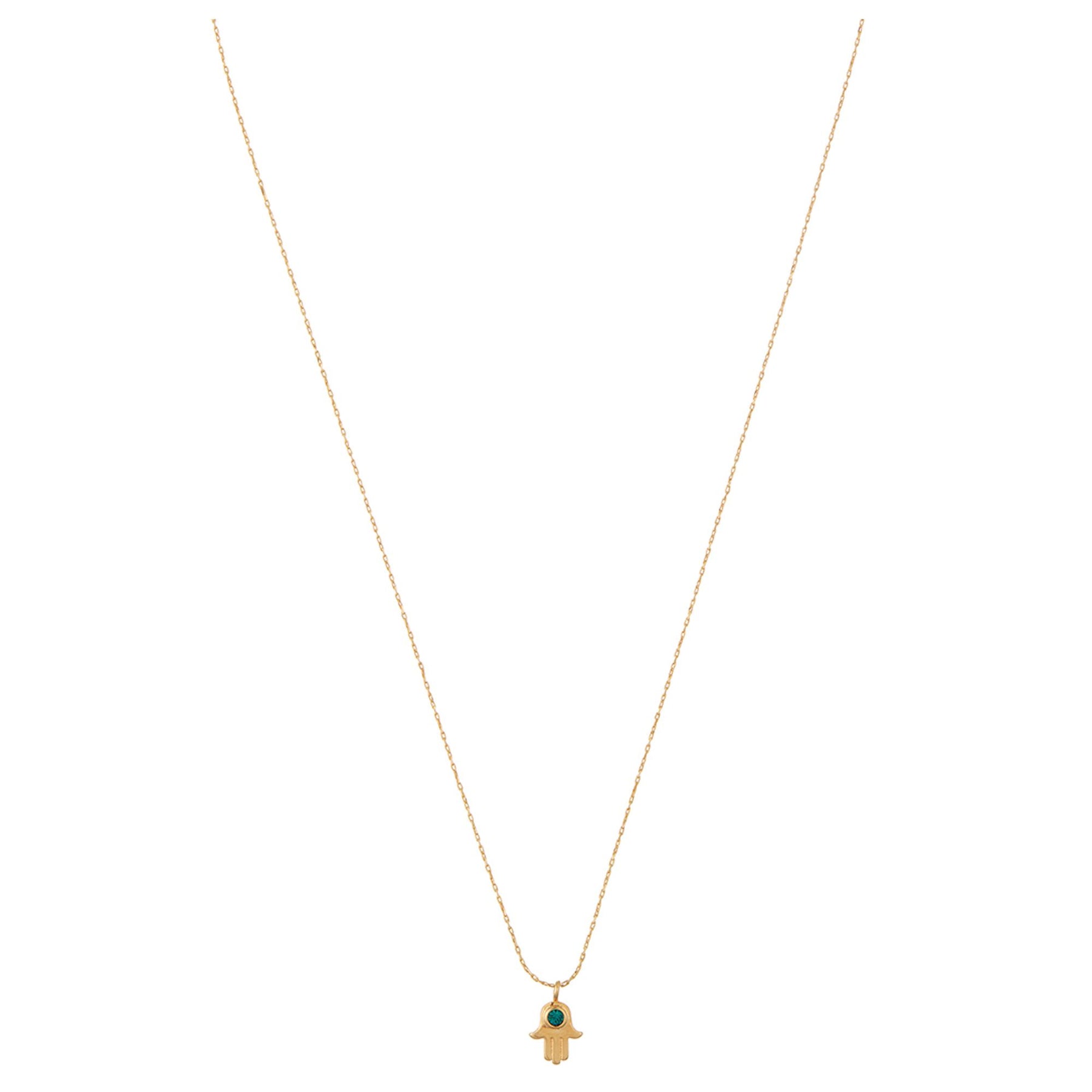 Orelia Hamsa Hand Ditsy Charm Necklace - Emerald