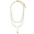 Lapis Bead & Evil Eye Multi Row Necklace - Lapis
