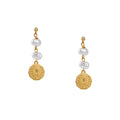 Stationed Pearl & Coin Drop Earring - Pearl