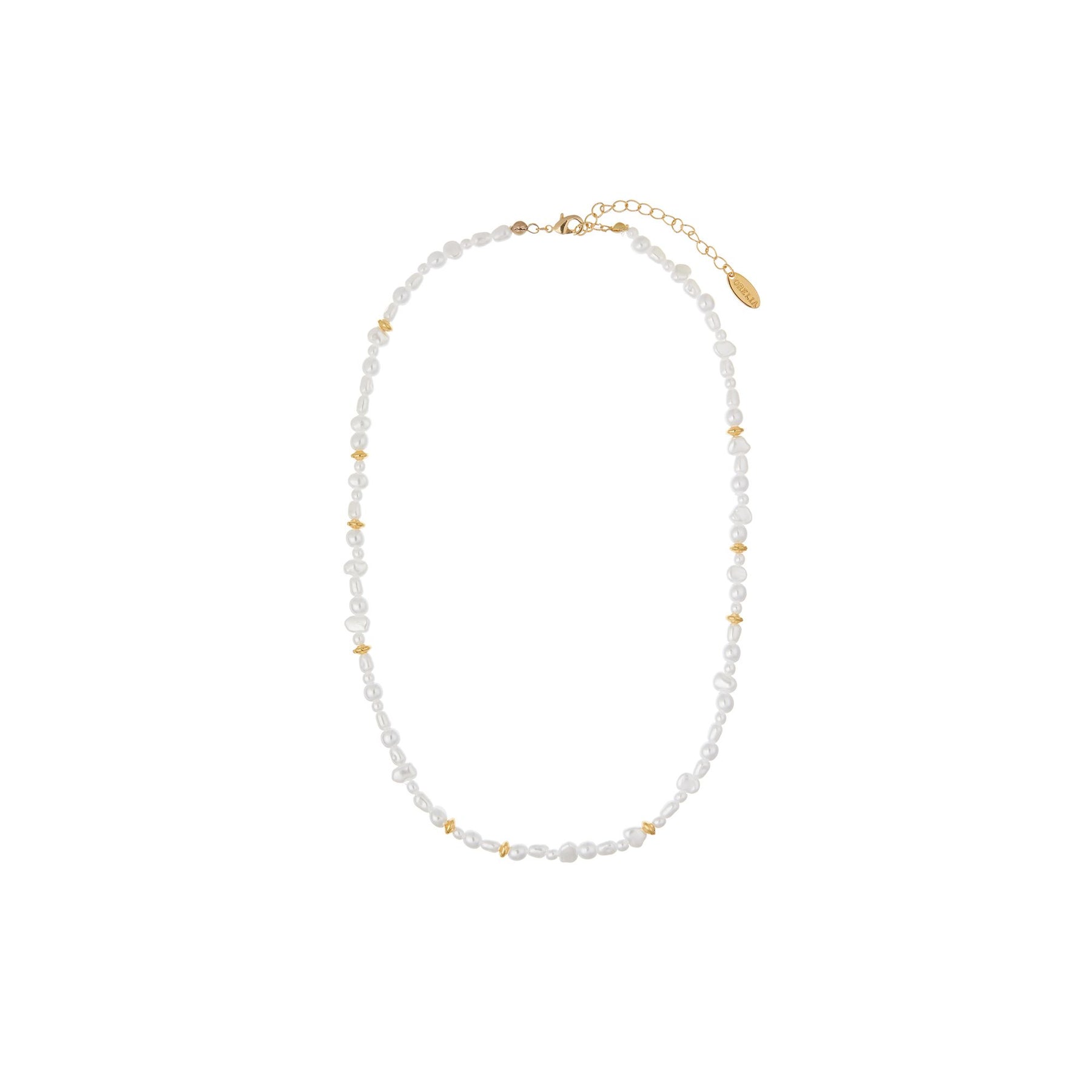Mixed Pearl & Gold Bead Necklace - Pearl