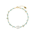 Turquoise Chip & Stationed Pearl Bracelet - Turquoise