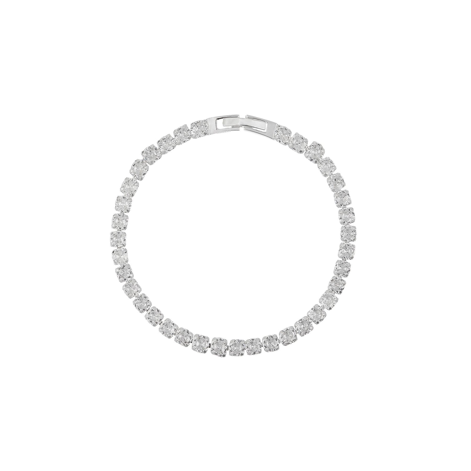 Crystal Cup Chain Tennis Bracelet  - Silver