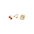 Enamel Heart Stud & Hoop 3 Pack - Red