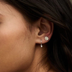 Mini Swarovski Drop Micro Hoops Cry - Silver Crystal