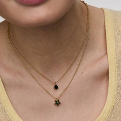 Crystal Flower Ditsy Necklace - Emerald