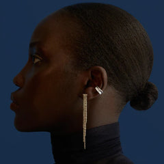 Waterfall Chain Long Drop Earrings - Silver
