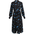 Walda Ls Aop Midi Dress - Black W/Blue Flower