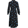 Walda Ls Aop Midi Dress - Black W/Blue Flower