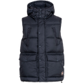 Down Vest With Detachable Hood - Navy Blue