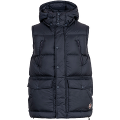Down Vest With Detachable Hood - Navy Blue