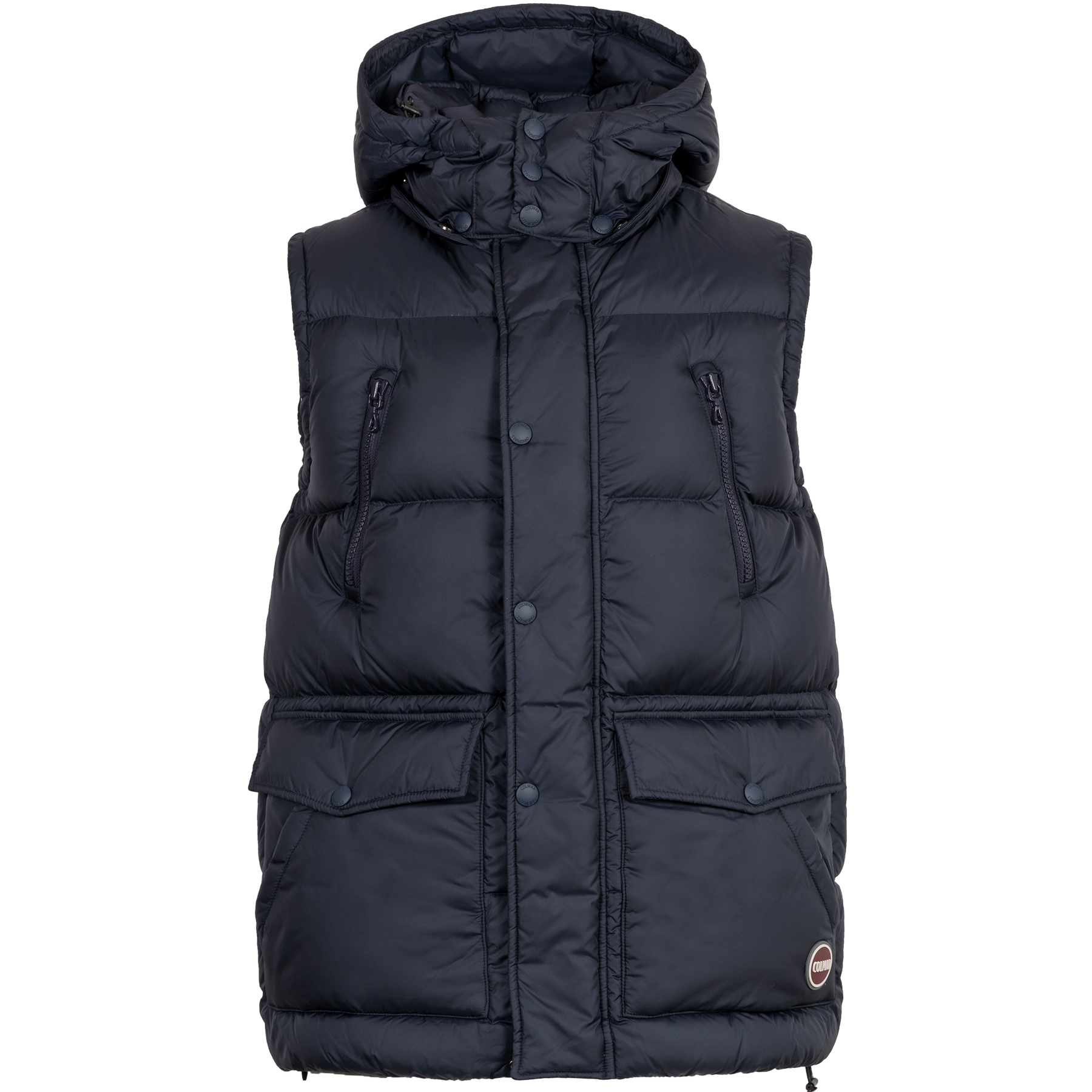 Down Vest With Detachable Hood - Navy Blue