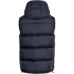 Down Vest With Detachable Hood - Navy Blue
