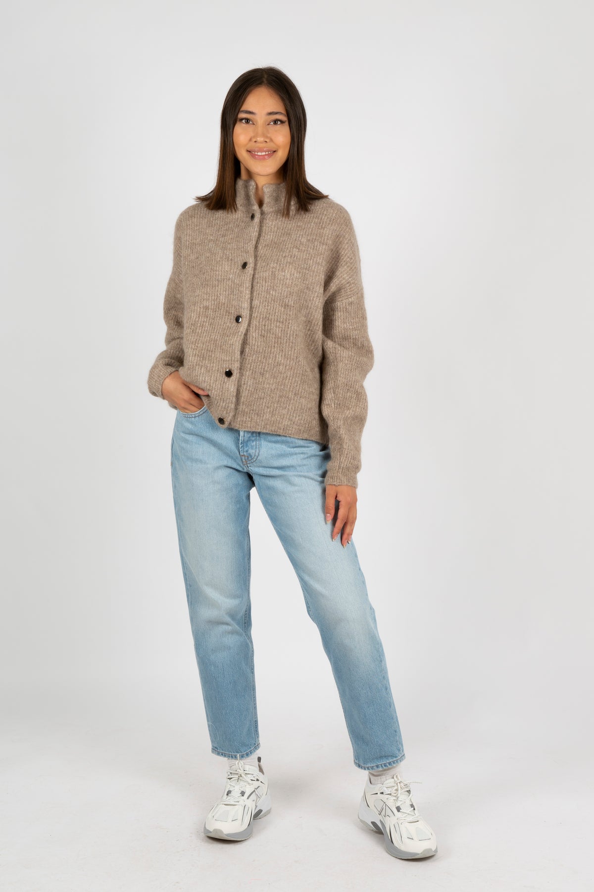 DebbieGZ Short Cardigan - Warm Sand Melange