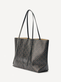 Abigail Printed Tote Bag - Dark Chocolate