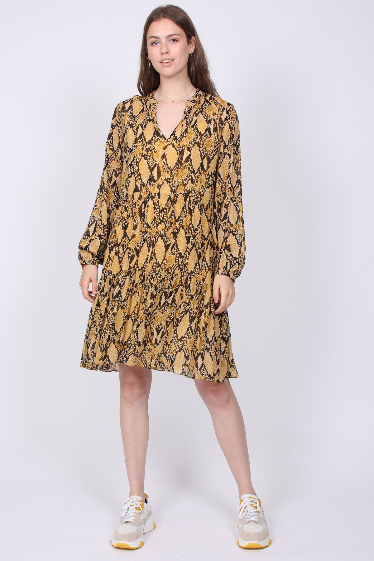 Snake Midi Dress - Chai Tea - Second Female - Kjoler - VILLOID.no