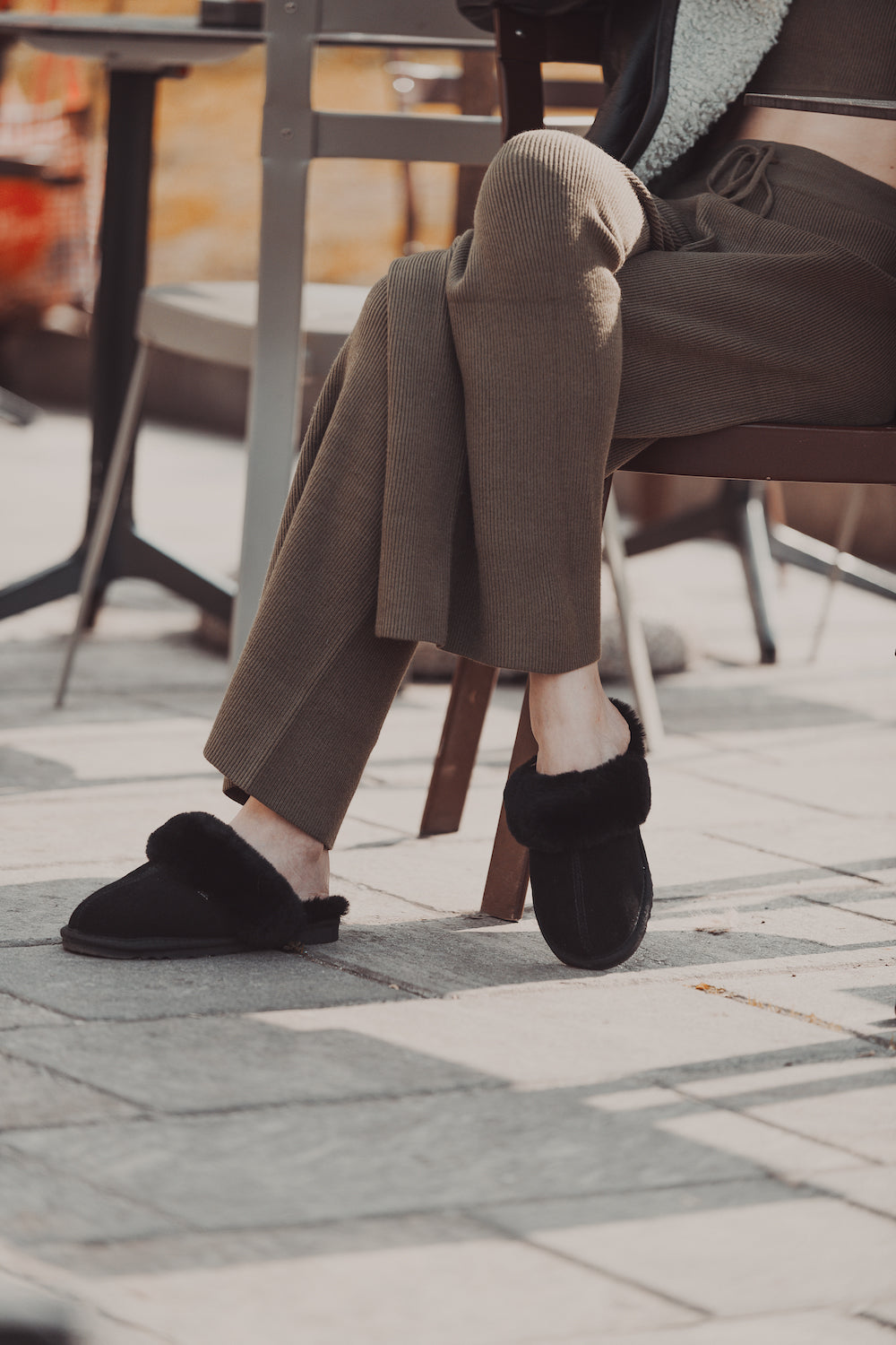 Sheepskin Slipper -  Black