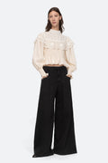 Serita Crochet Lace L/Slv Top - Cream