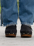 Clogs - Suede Leather Black