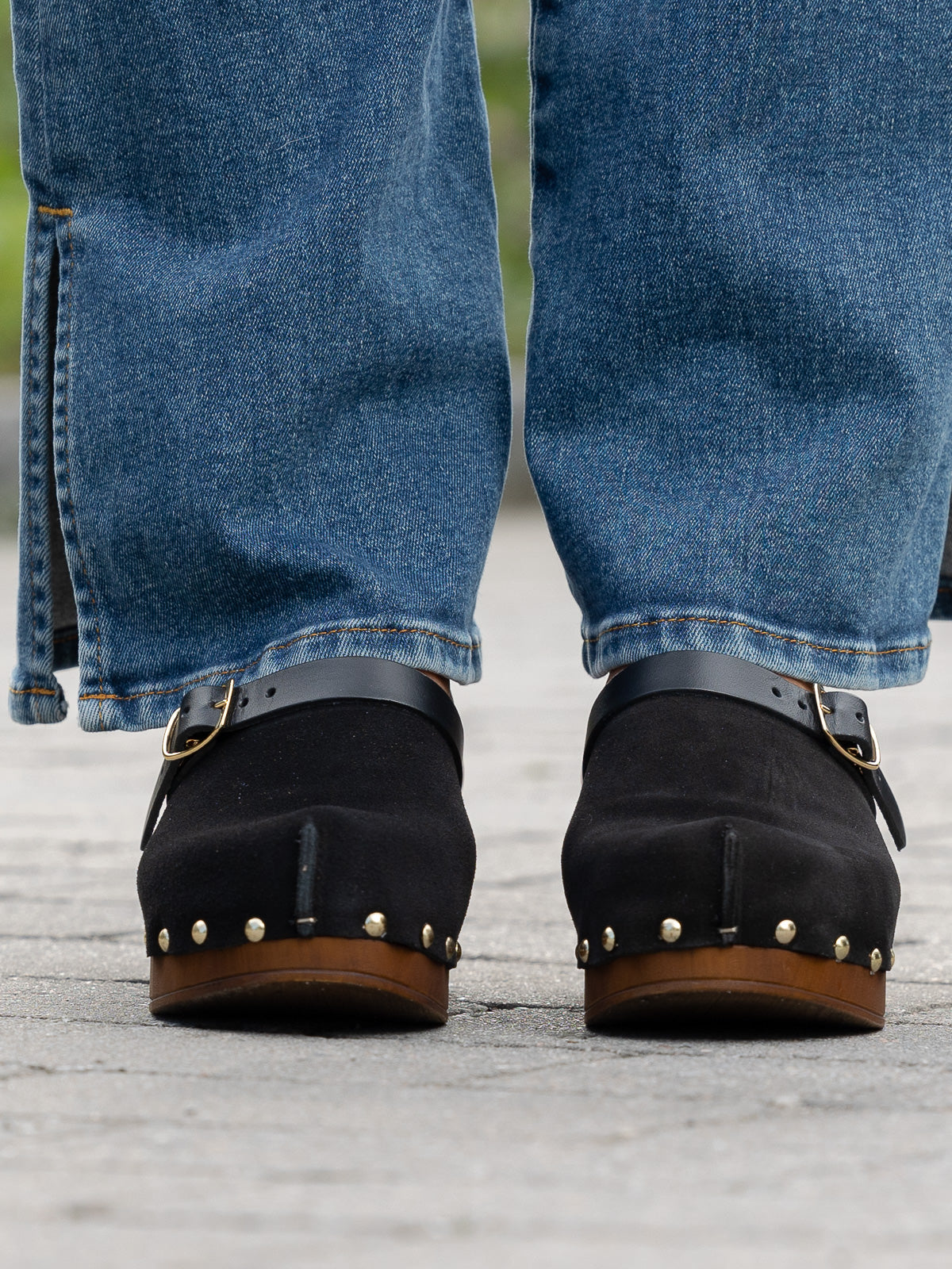Clogs - Suede Leather Black
