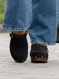 Clogs - Suede Leather Black