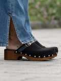 Clogs - Suede Leather Black