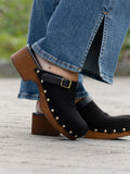 Clogs - Suede Leather Black