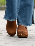 Clogs - Suede Leather Brown