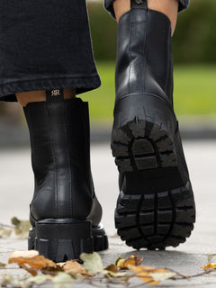 Leather Combat Chelsea - Black
