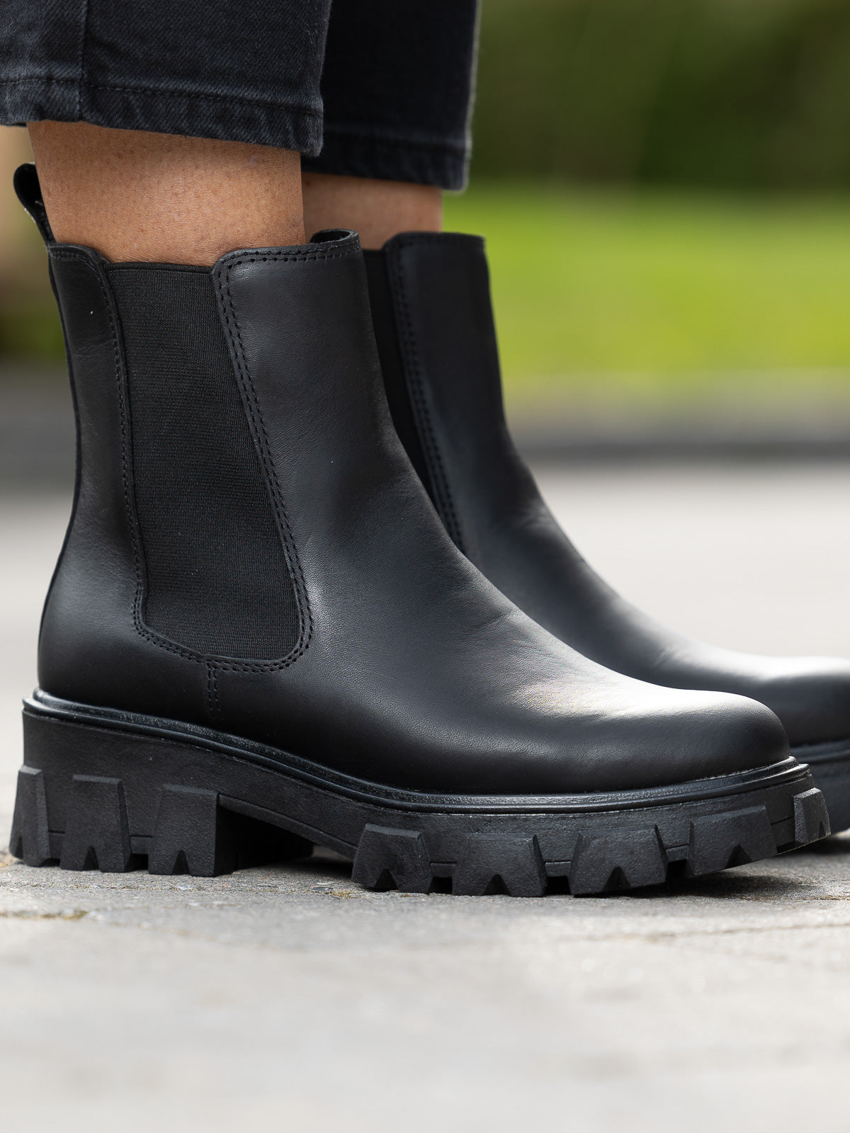 Leather Combat Chelsea - Black