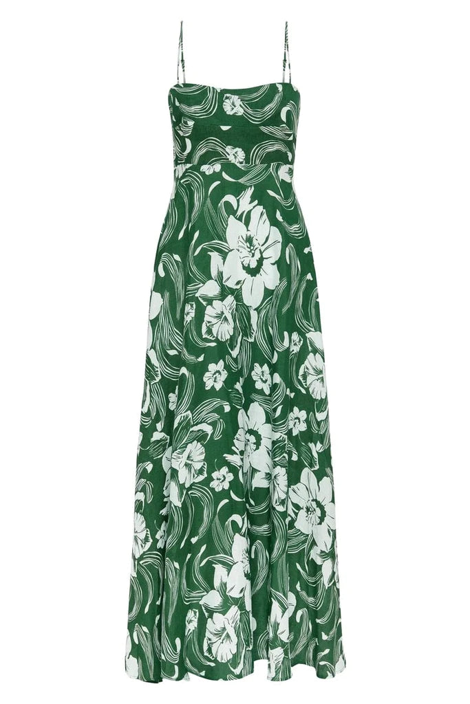 Alexandre Midi Dress - Camara Floral Print-Green