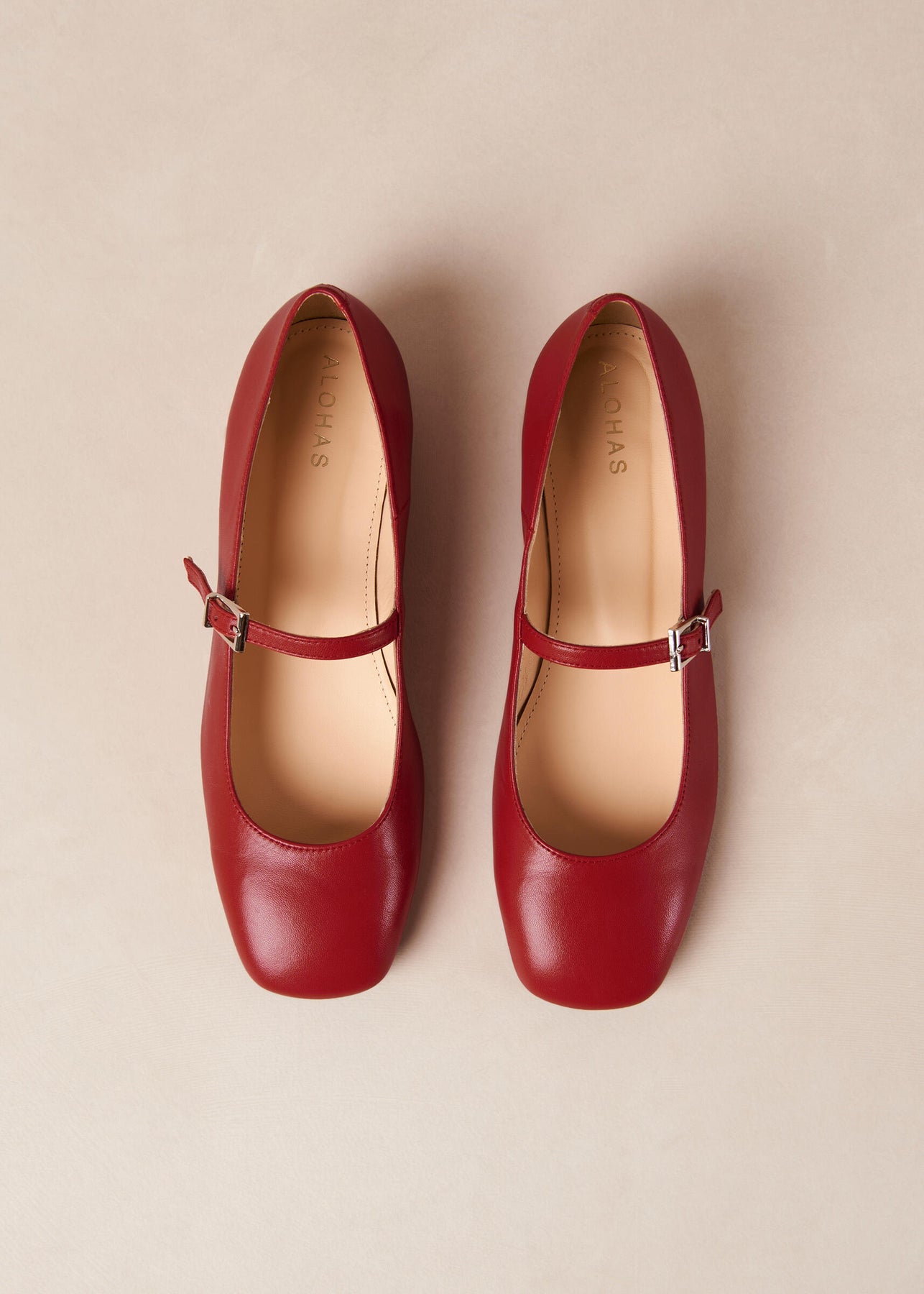 Por Do Sol Leather Ballet Flats - Red
