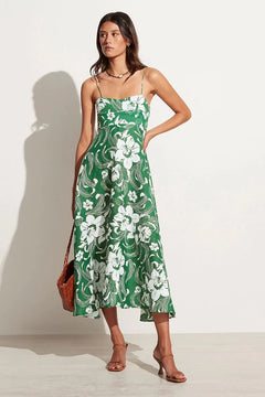 Alexandre Midi Dress - Camara Floral Print-Green