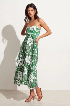 Alexandre Midi Dress - Camara Floral Print-Green