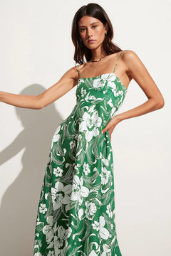 Alexandre Midi Dress - Camara Floral Print-Green