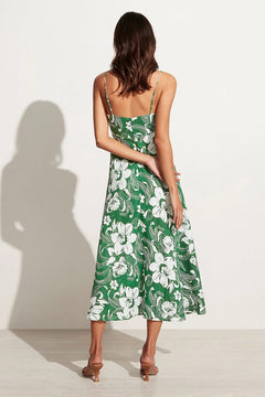 Alexandre Midi Dress - Camara Floral Print-Green