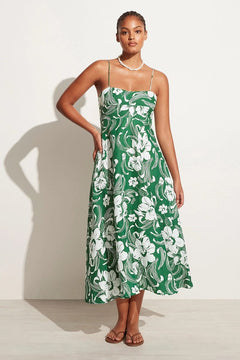 Alexandre Midi Dress - Camara Floral Print-Green