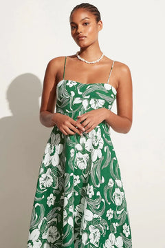 Alexandre Midi Dress - Camara Floral Print-Green