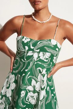 Alexandre Midi Dress - Camara Floral Print-Green