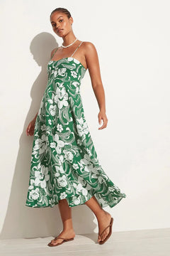 Alexandre Midi Dress - Camara Floral Print-Green