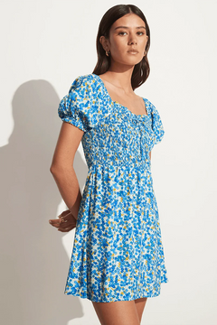 Domenica Mini Dress - Lou Floral Print Blue