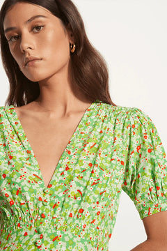 Bellavista Midi Dress - Lou Floral Print Green